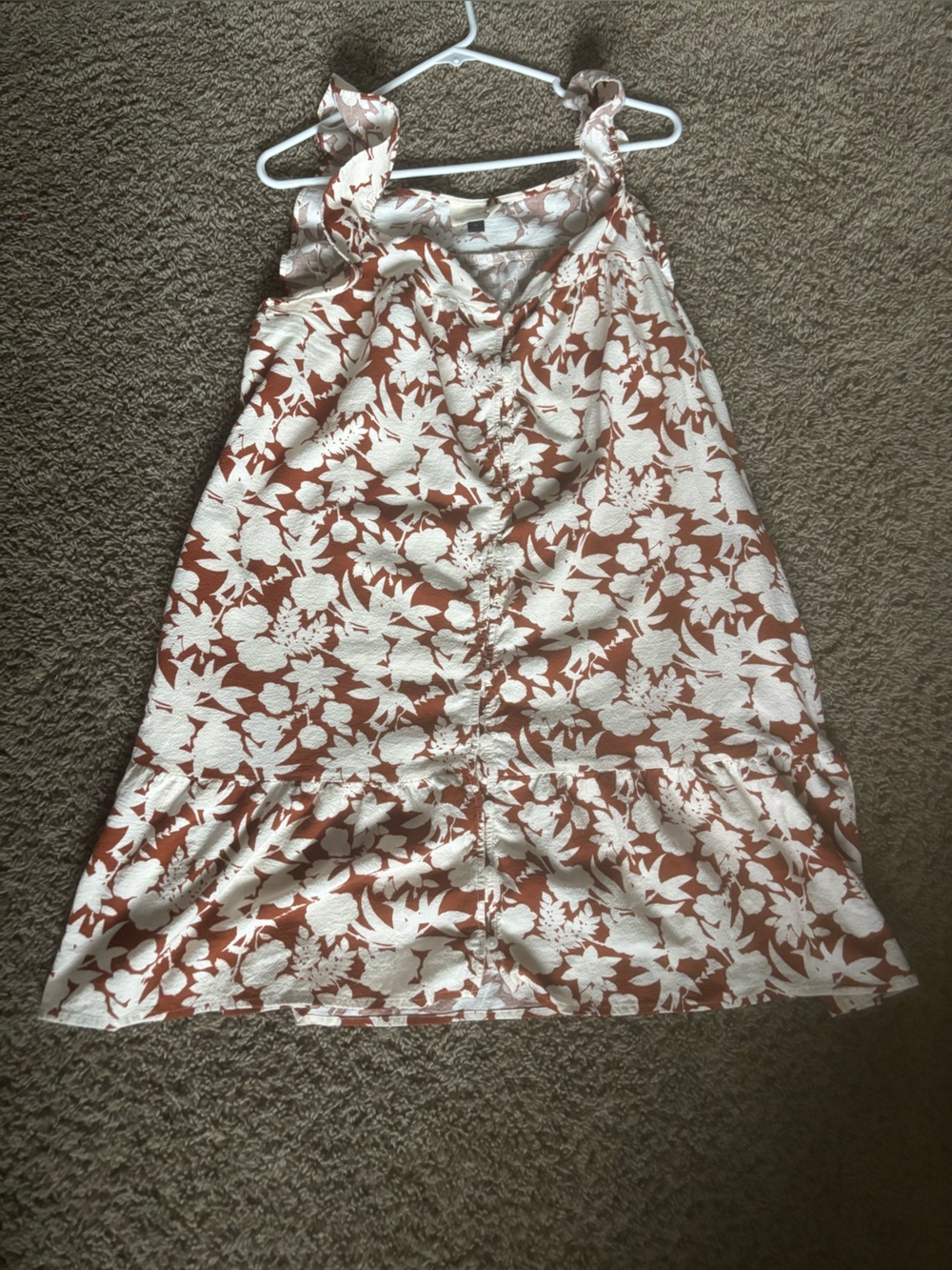 Universal Thread Rust and White Floral Tie-Front Skort